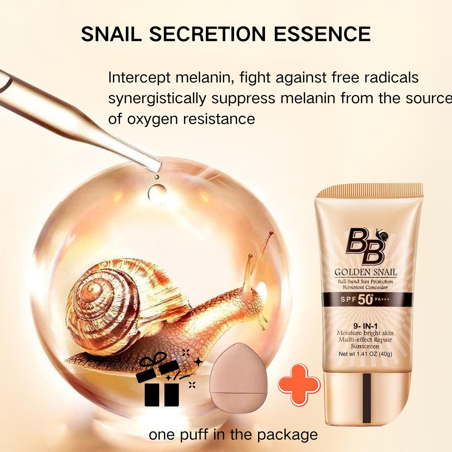 Light shade tinted moisturizer with SPF 50 being blended on skin to demonstrate waterproof and oil-free coverage.