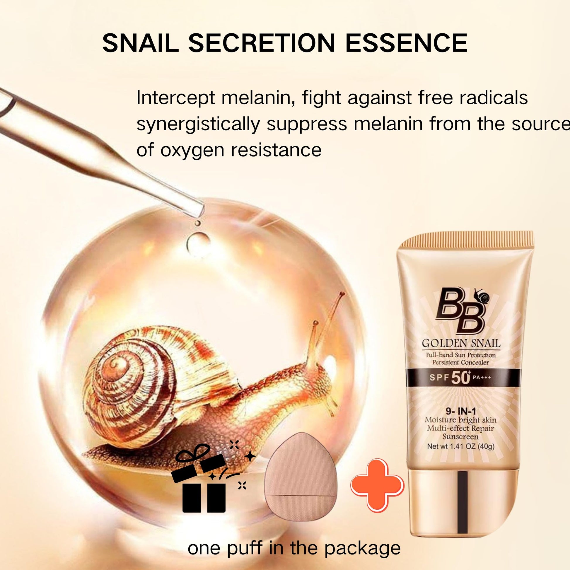 Light shade tinted moisturizer with SPF 50 being blended on skin to demonstrate waterproof and oil-free coverage.