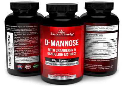 Authentic USA imported Divine Bounty D-Mannose supplement bottle