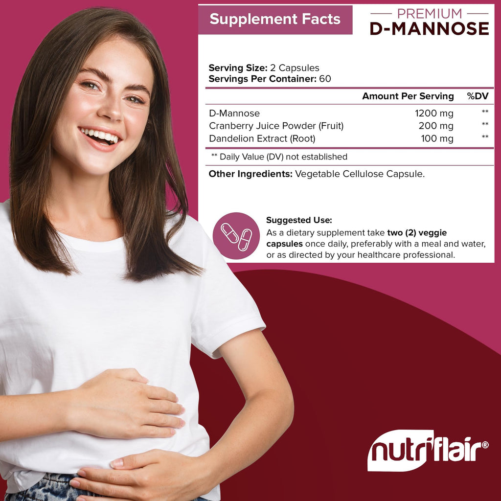 NutriFlair D-Mannose 1500mg Vegan Capsules Vegan Logo