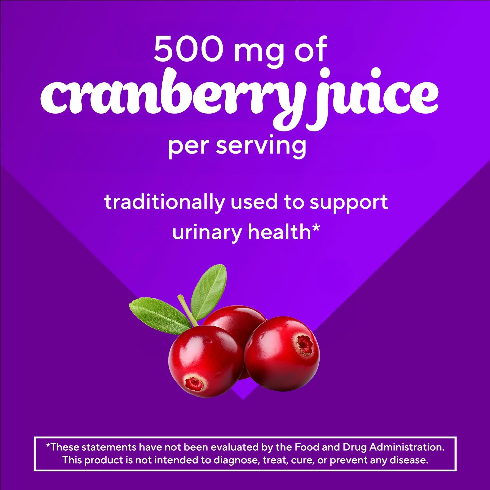 Vitafusion Cranberry Juice Concentrate Dietary Supplement 60 Gummies packaging details
