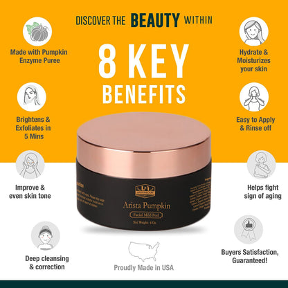 Pumpkin enzyme peel jar showing the side view guidelines for uneven skin tone.