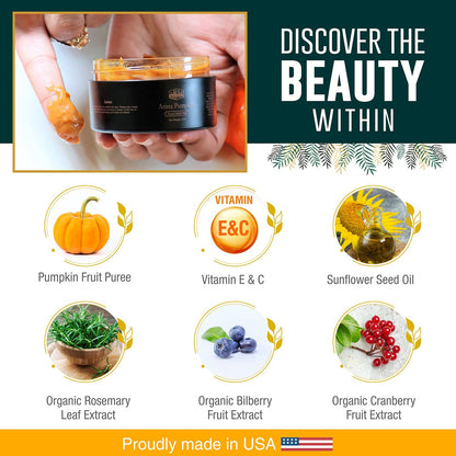 L&I Apothecary pumpkin face mask presentation demonstrating deep cleansing properties.