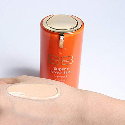 Skin79 Korean beauty triple function yellow beige BB cream product packaging showing anti-wrinkle and brightening benefits.