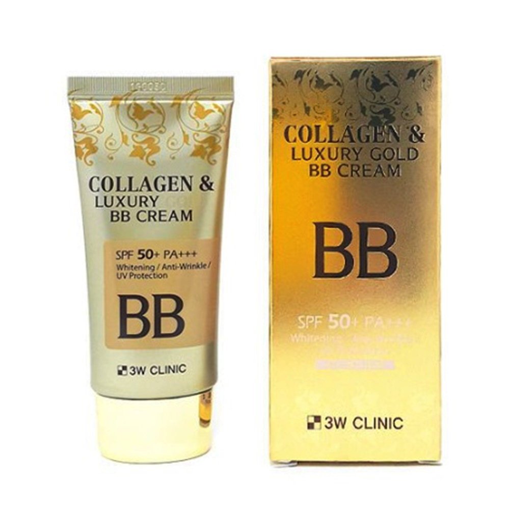 3W Clinic anti wrinkle Korean BB cream tube being squeezed to display the smooth texture.