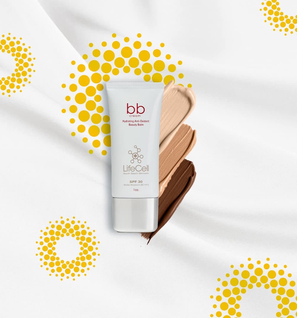 LifeCell tinted anti aging beauty balm Medium shade tube showing broad spectrum zinc oxide benefits