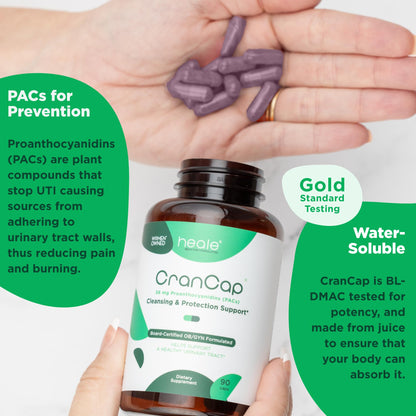 Heale CranCap Vegan Once Daily Capsules Label Details