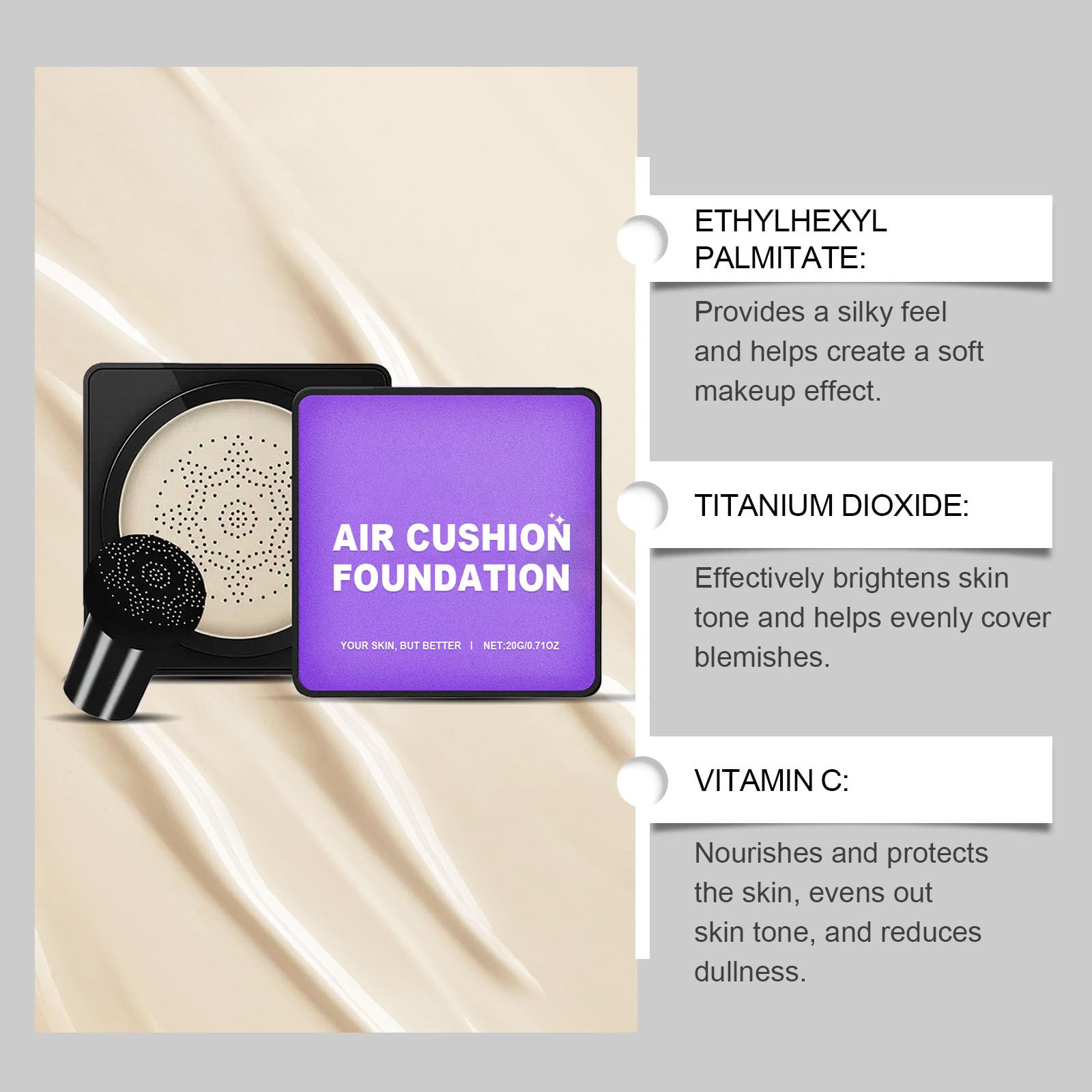 Texture shot of Serentia Elixir Korean BB cream showcasing the lightweight moisturizing formula