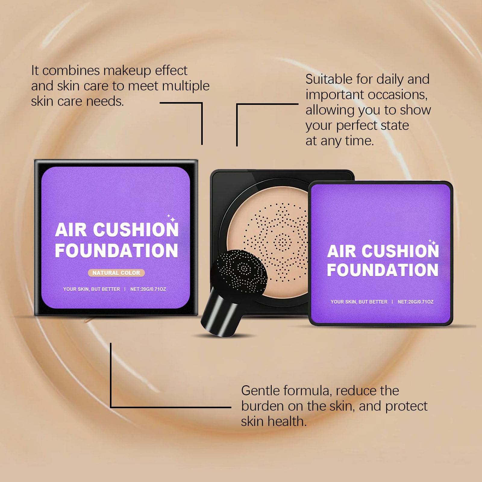 Serentia Elixir Cream being blended onto skin demonstrating full matte coverage and oil control