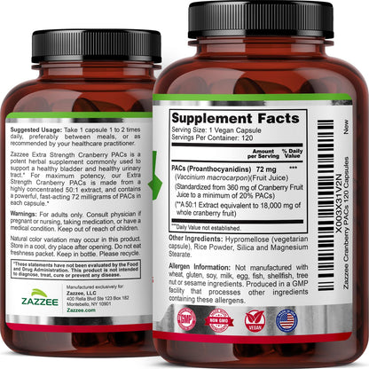 Zazzee Extra Strength Cranberry PACs 18200mg Equivalent Scoop