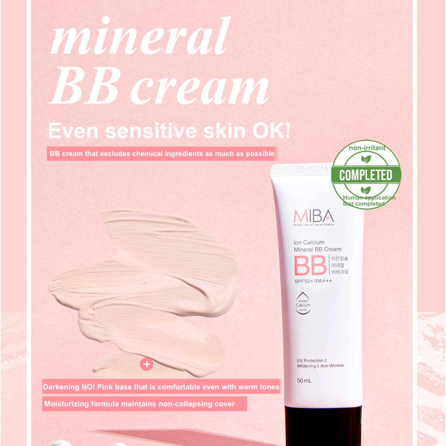 Miba mineral BB cream tube showing the fifty milliliters size details