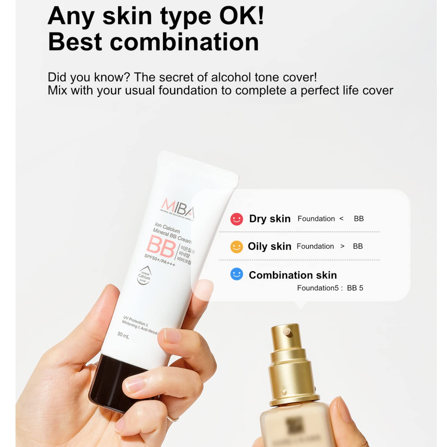 Miba non cakey mineral sunscreen and brightening cream swatches