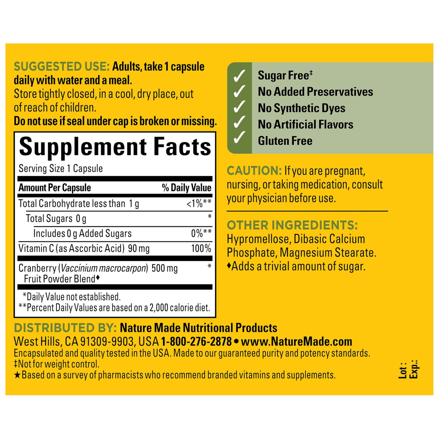 Nature Made Cranberry 500 Milligrams Antioxidant Support
