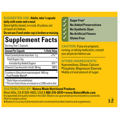 Nature Made Cranberry 500 Milligrams Antioxidant Support