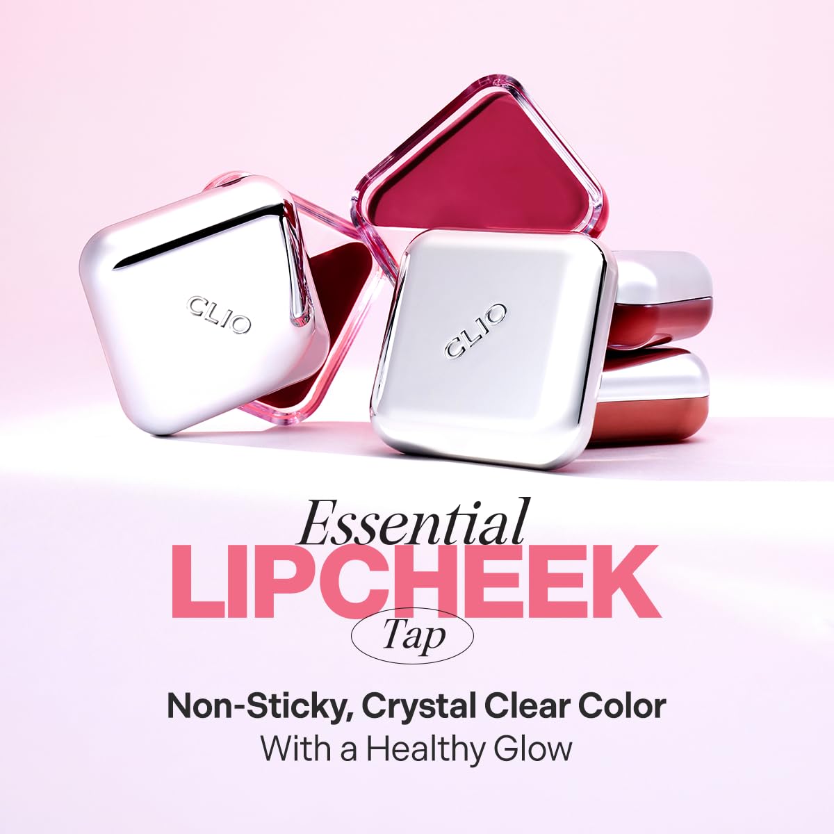 CLIO Essential Lip and Cheek Tap multi-use cream balm open showing the rich berry shade pigment.
