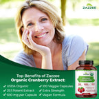 Zazzee Organic Cranberry Dietary Supplement Capsule Size