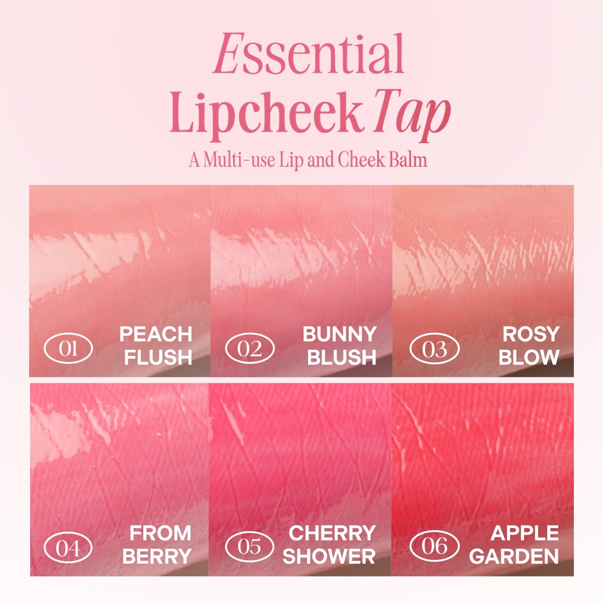 CLIO Essential Lip and Cheek Tap 04 From Berry applied as a glossy dewy blush and lipstick.