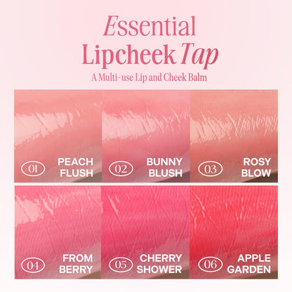 CLIO Essential Lip and Cheek Tap 04 From Berry applied as a glossy dewy blush and lipstick.