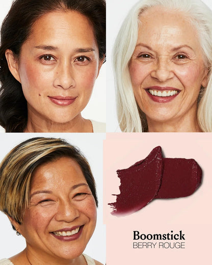 BOOM Beauty all in one multi use makeup stick applied on cheeks and lips