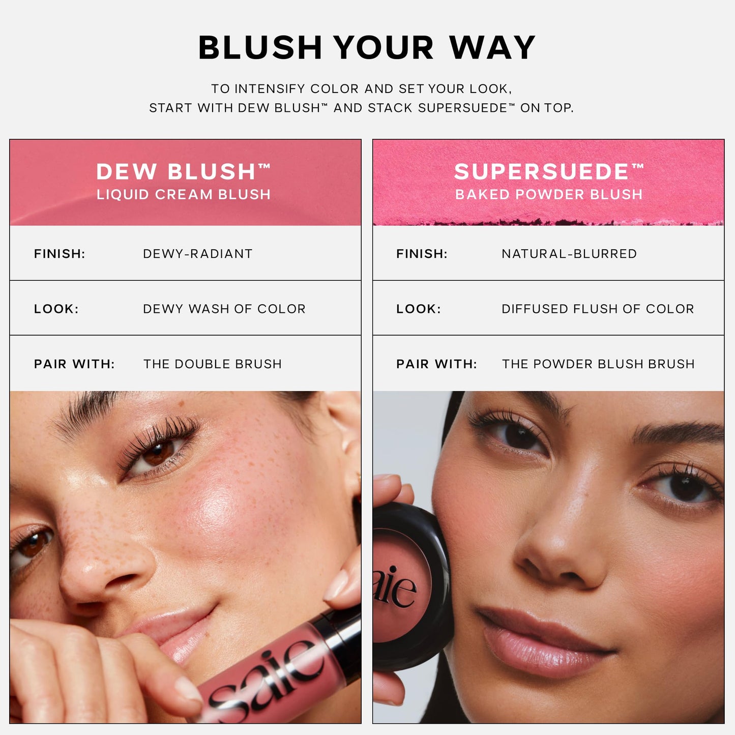 Saie clean beauty diffused flush powder blush packaging details