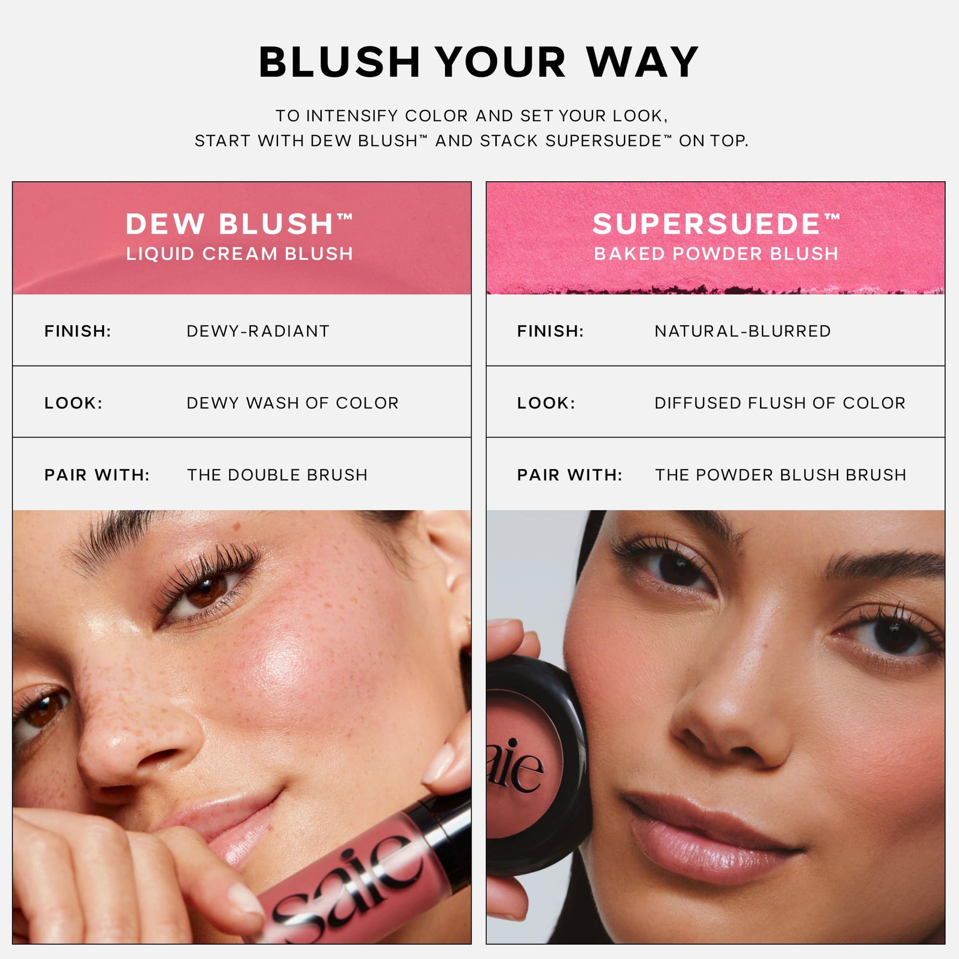 Saie clean beauty diffused flush powder blush packaging details