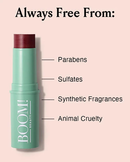 Swatches of the sheer berry tint cream blush on different skin tones