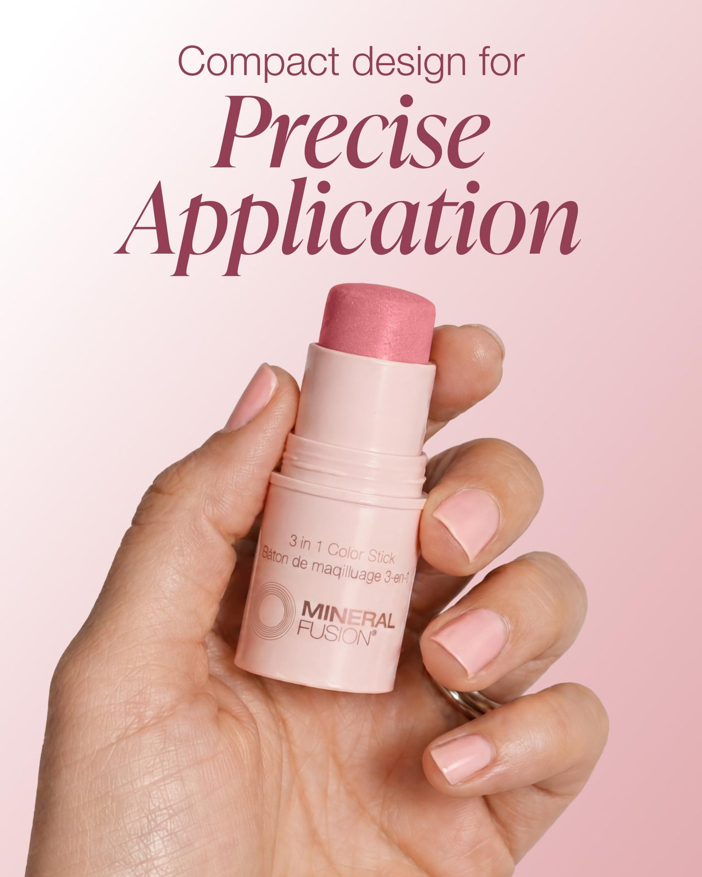 Hydrating cream blush stick from Mineral Fusion showing the pale pink product texture.