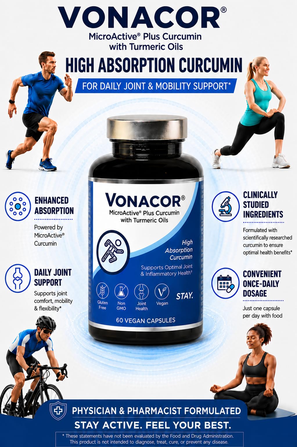Vonacor MicroActive Curcumin bottle label showing 60 vegan capsules