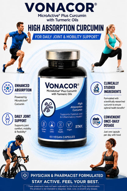 Vonacor MicroActive Curcumin bottle label showing 60 vegan capsules