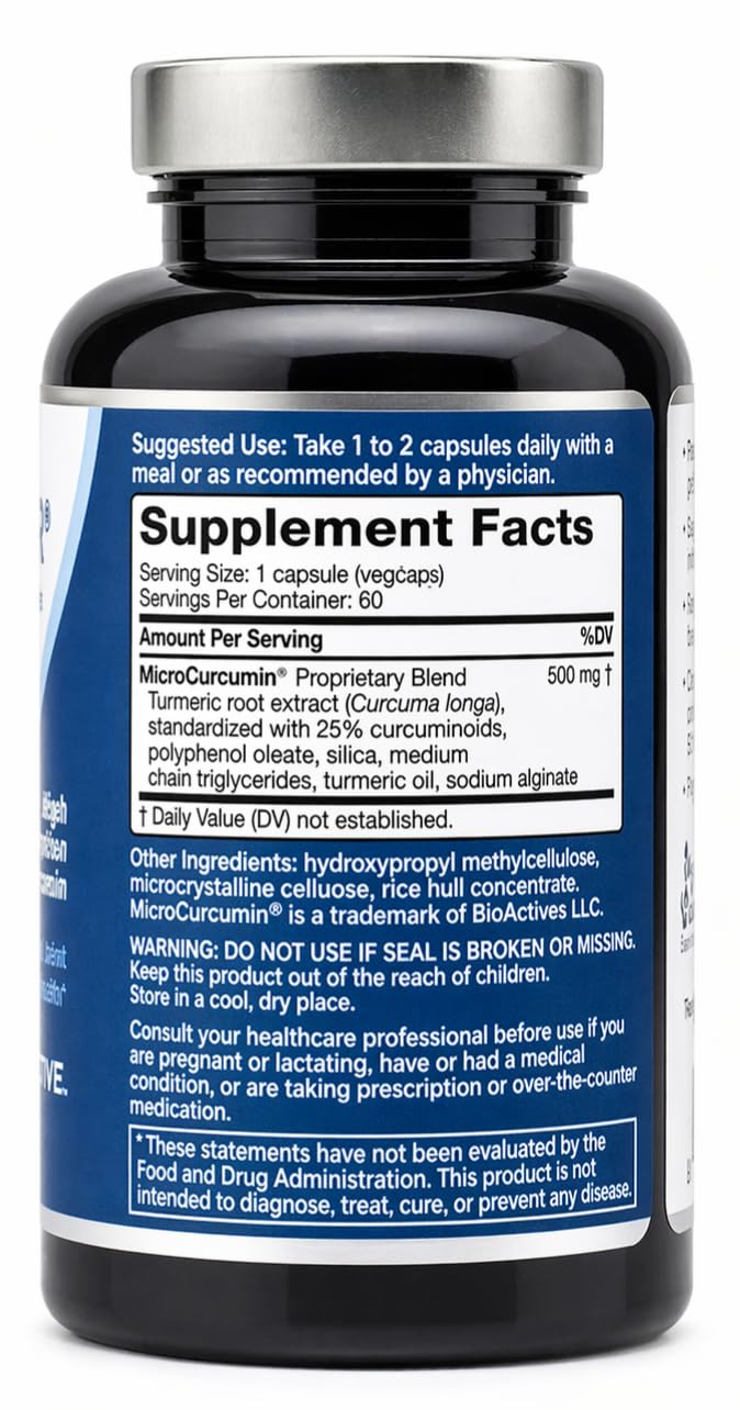 Vonacor MicroActive Curcumin supplement facts and ingredient label