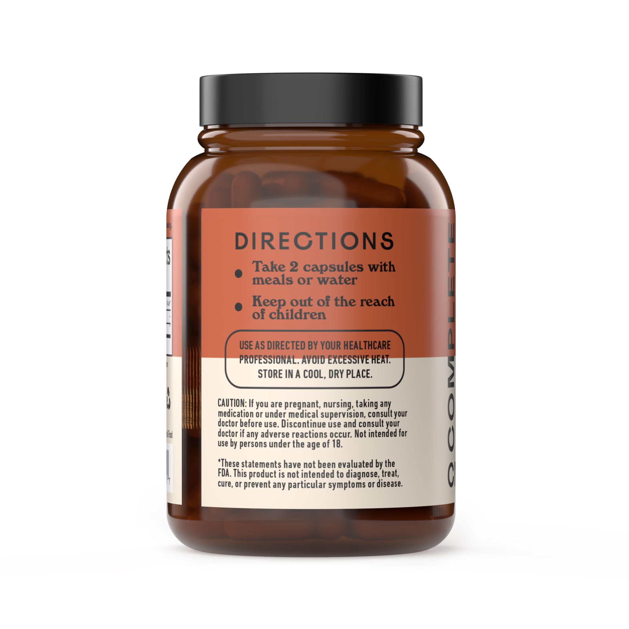 Complete Natural Products Turmeric 100 count glass bottle label details