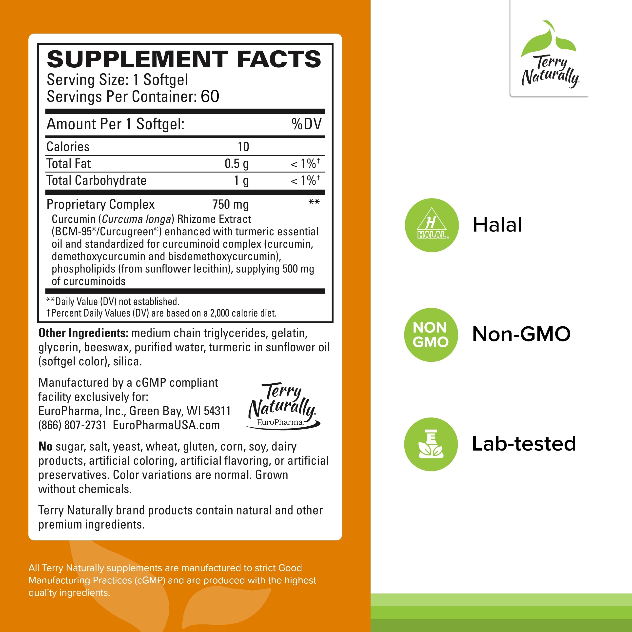 Two bottles of Terry Naturally CuraMed 750mg high potency softgels