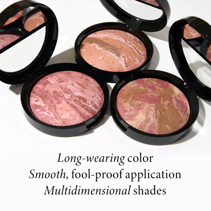 Open compact of Laura Geller multi dimensional two in one sculpting bronzer blush
