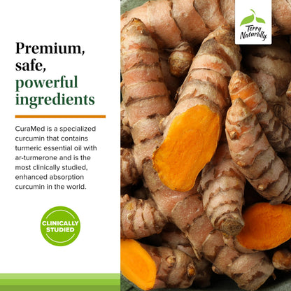 Terry Naturally CuraMed 750mg packaging showing BCM-95 technology certification
