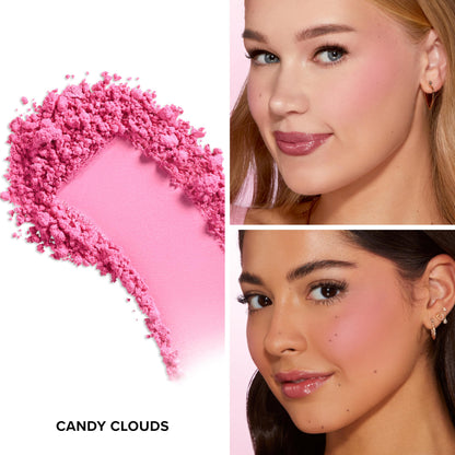 Too Faced matte powder blush in cool baby pink shade open compact view