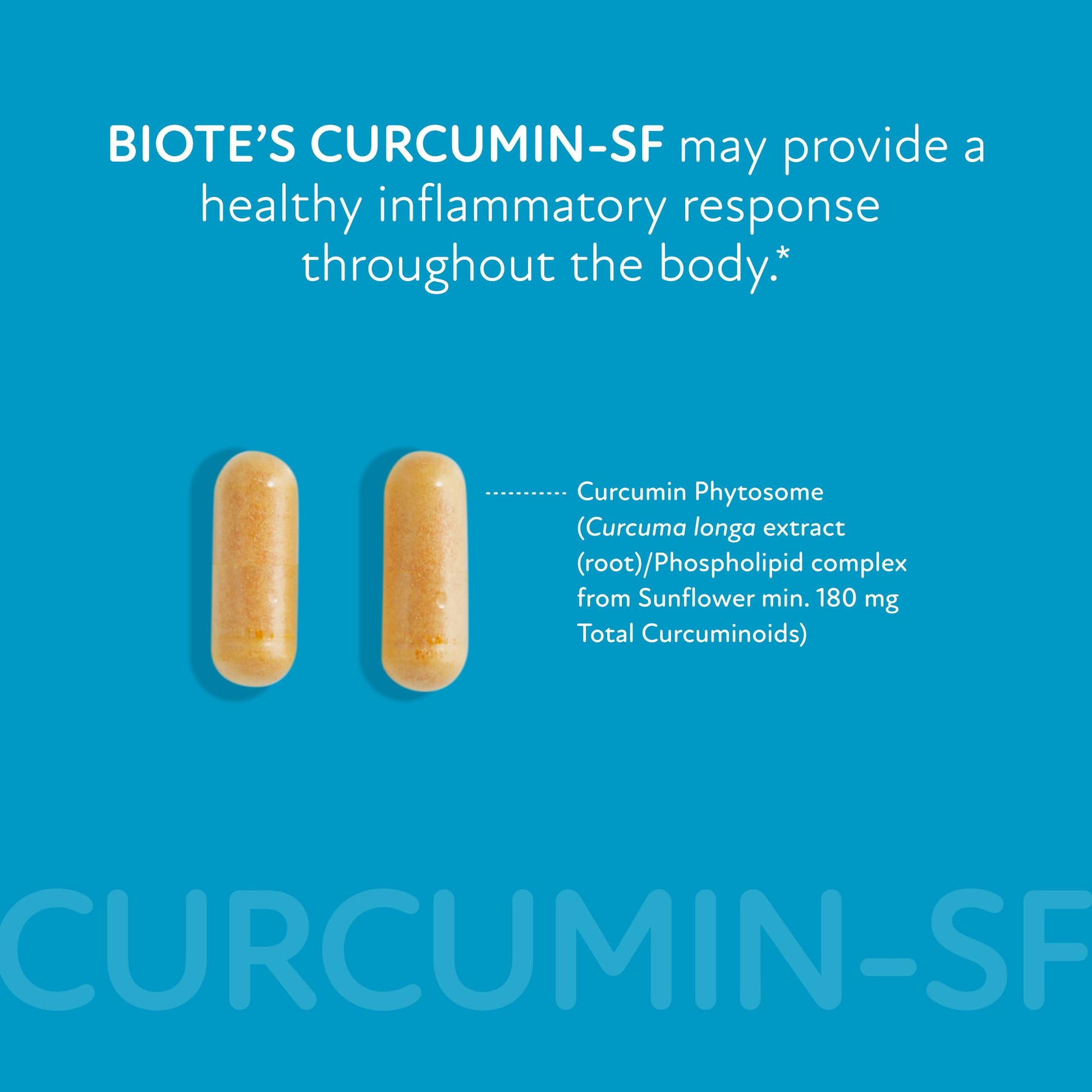 Biote Curcumin SF capsules bottle with healthy aging benefit label