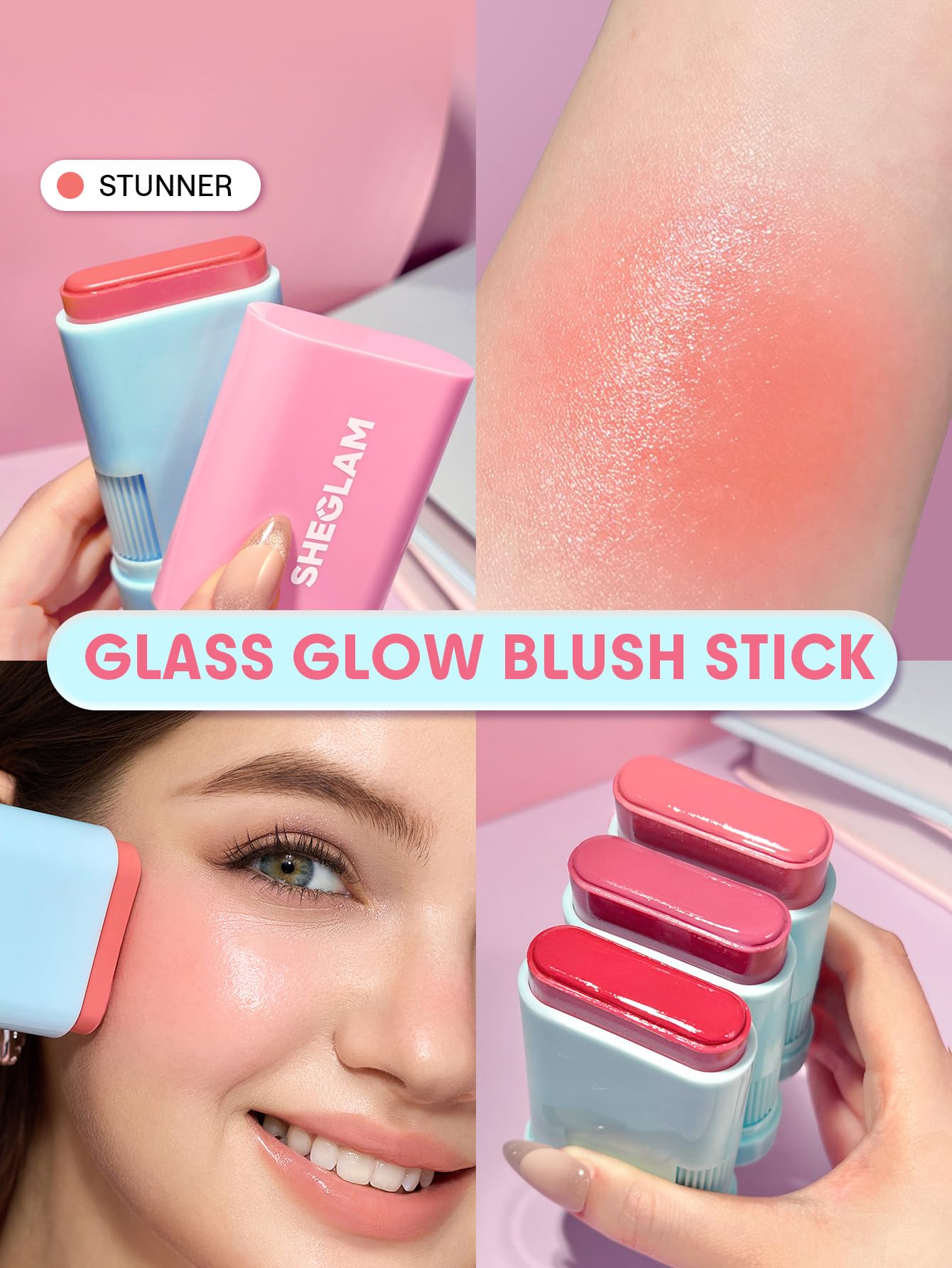 Waterproof hydrating solid moisturizer blush stick for natural face makeup