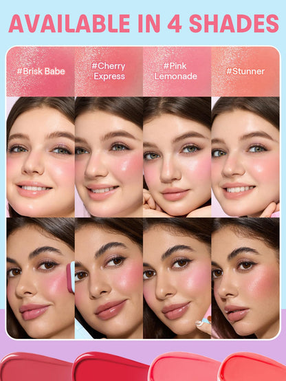 Dewy finish cream blush stick infused with squalane and vitamin E