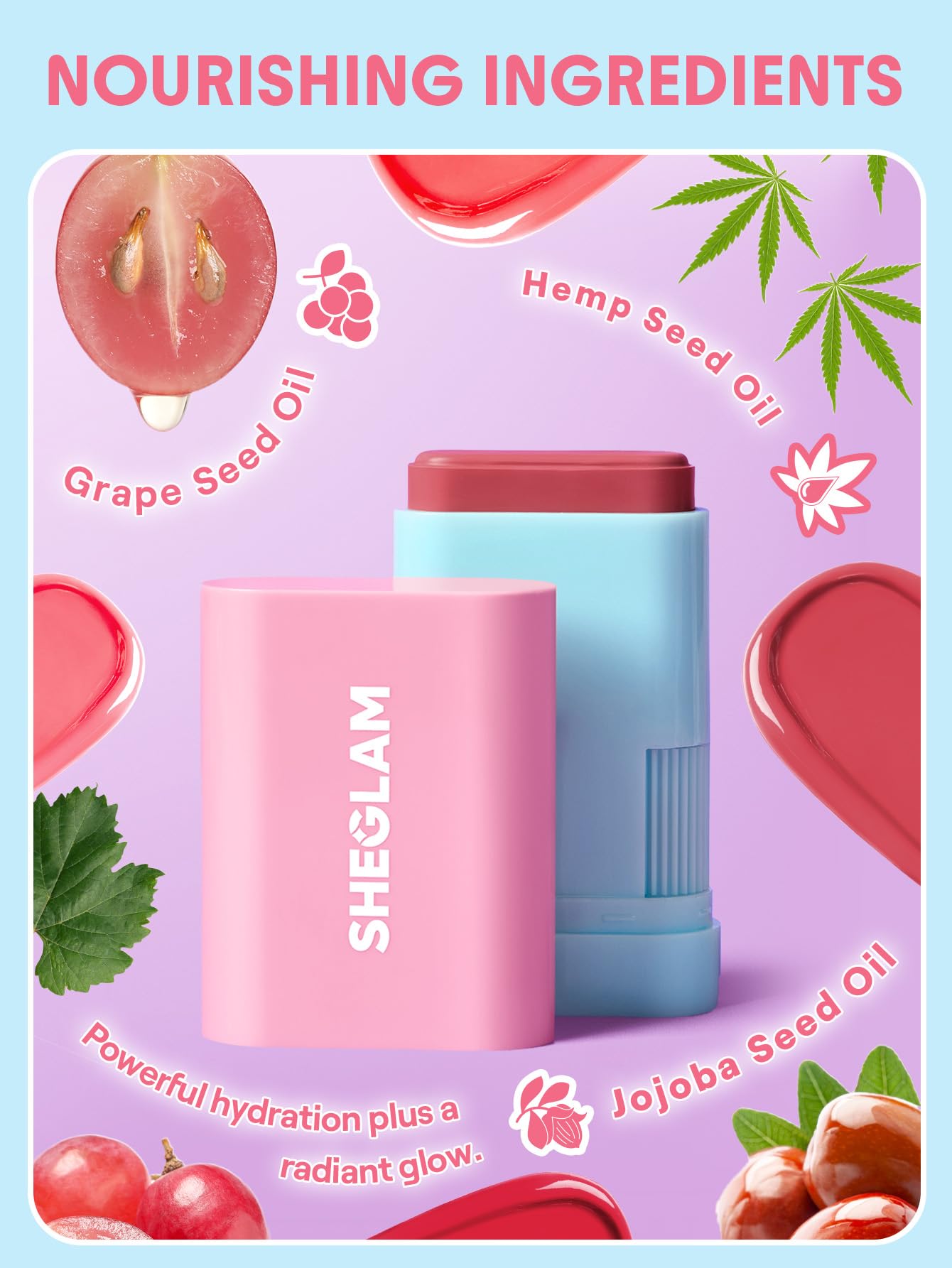 Travel friendly pocket sized multitasking beauty stick applied to cheeks