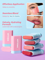 Close up of SHEGLAM Glass Glow blush stick cap and labeling