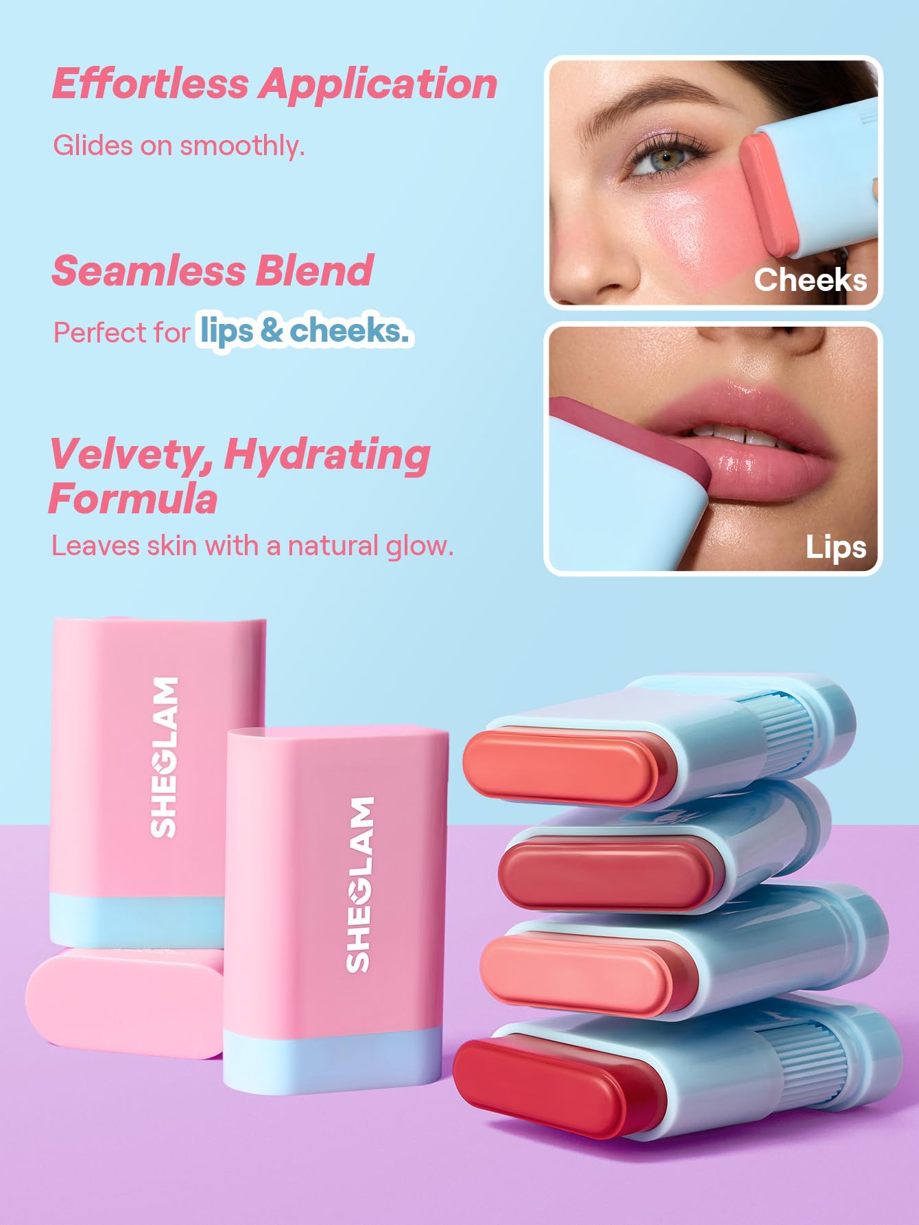 Authentic USA imported SHEGLAM makeup stick swatched on skin