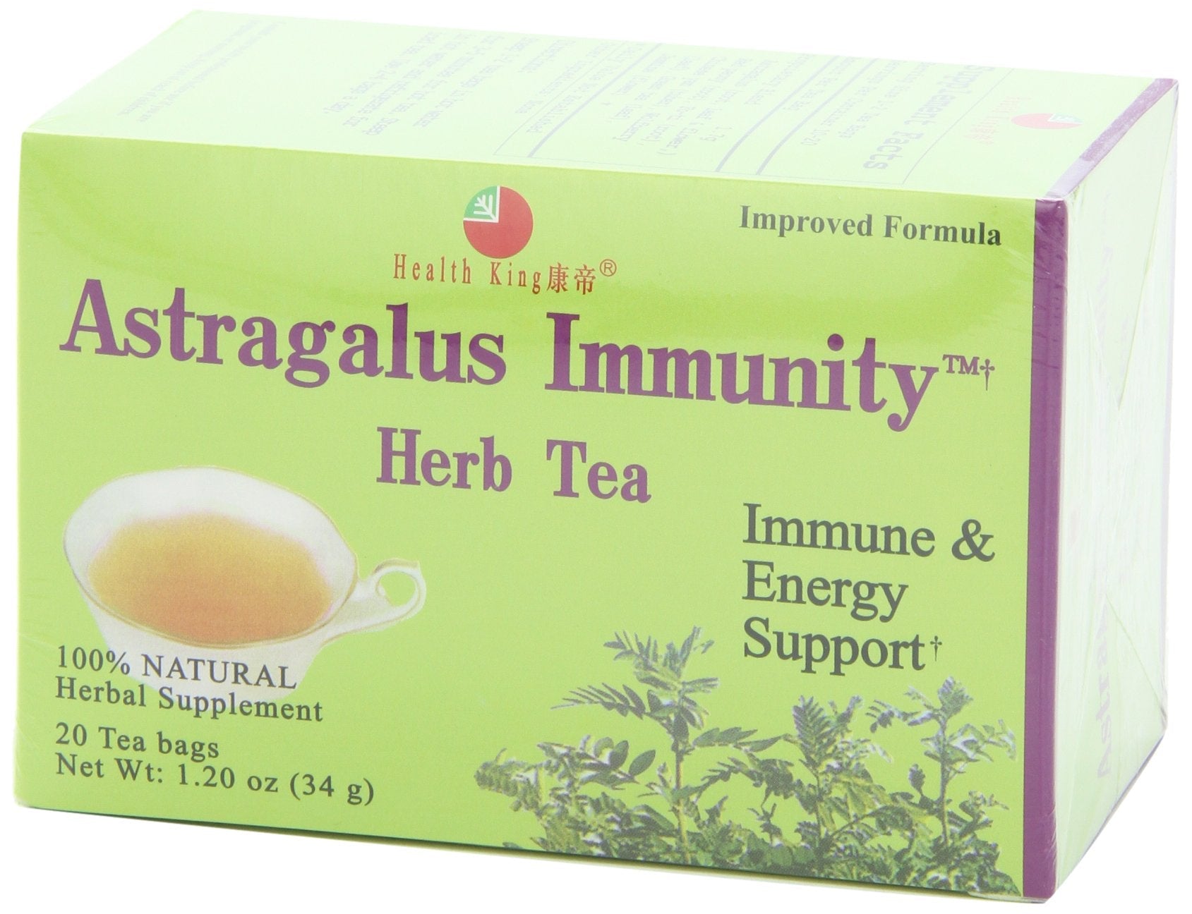 Health King Astragalus Immunity Supplement natural ingredients panel close up