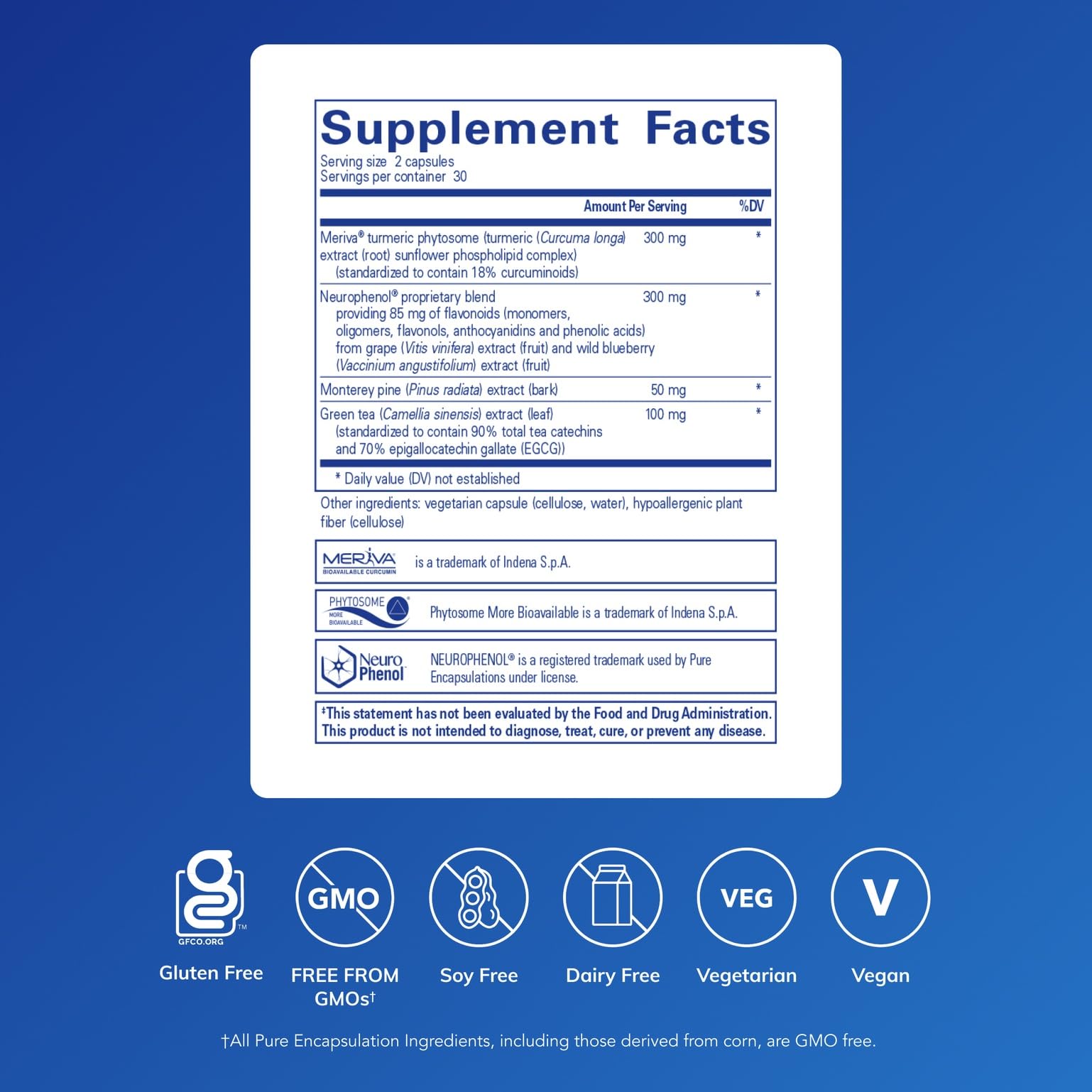 Pure Encapsulations CurcumaSorb Mind supplement bottle label