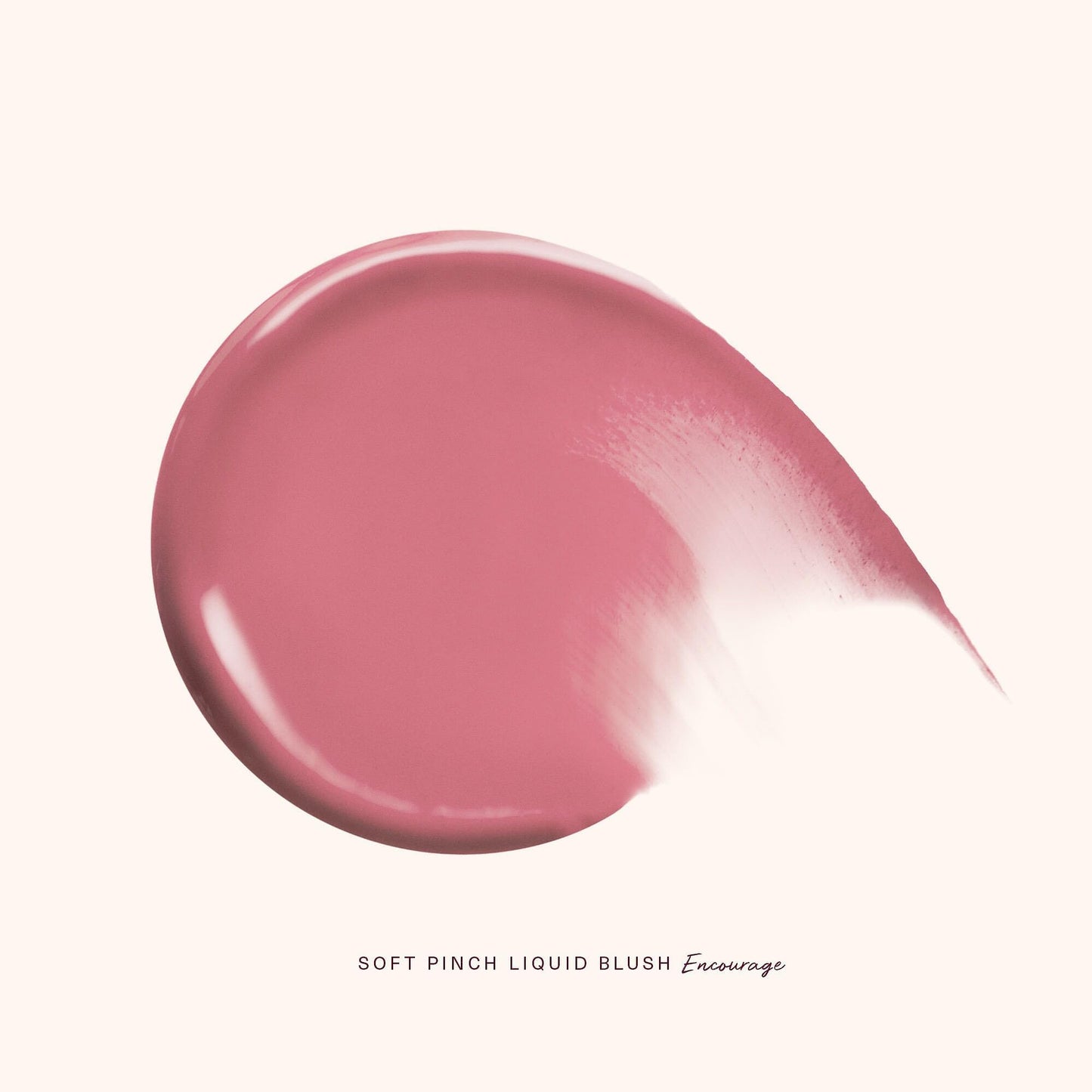 Dewy finish liquid blush in shade Encourage imported cosmetic bottle close up