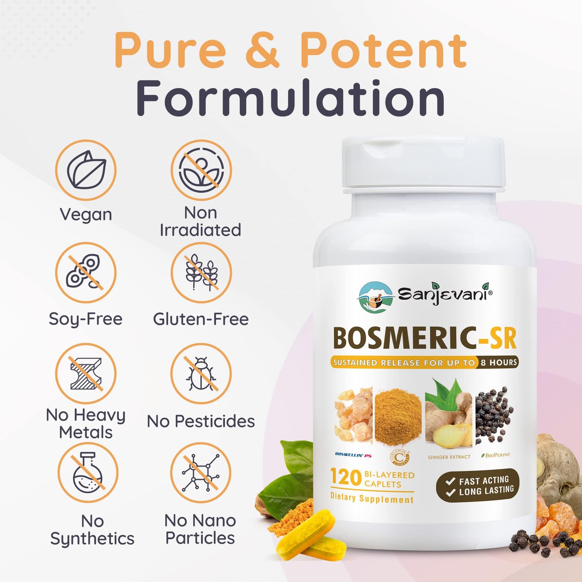 Bosmeric-SR supplement bottle with caplets visible
