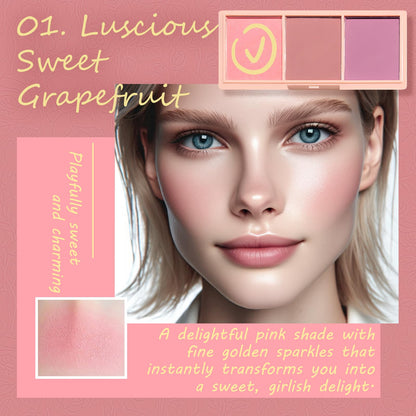 Lightweight smooth pink cheek blusher powder swatches on neutral skin