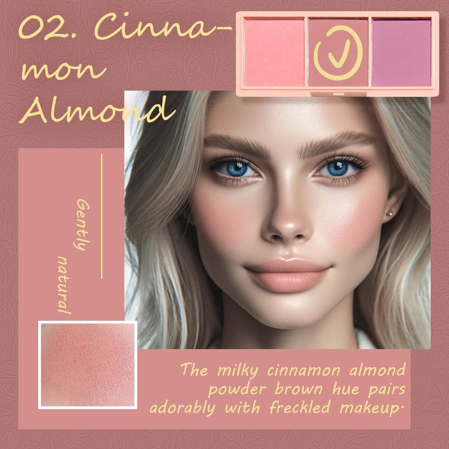 Multi functional pink matte face makeup palette being used as eyeshadow