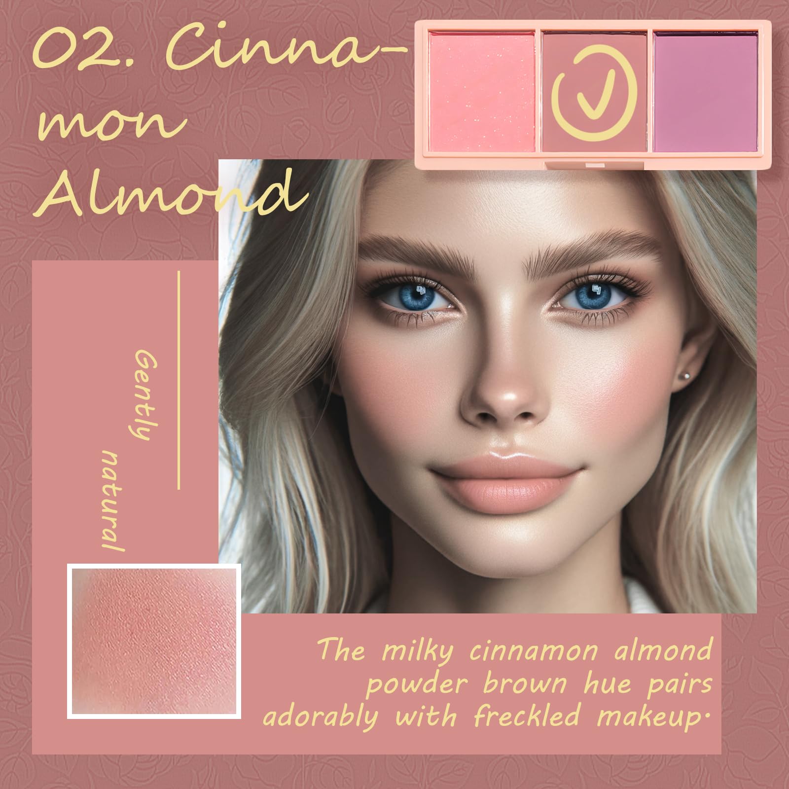 Multi functional pink matte face makeup palette being used as eyeshadow