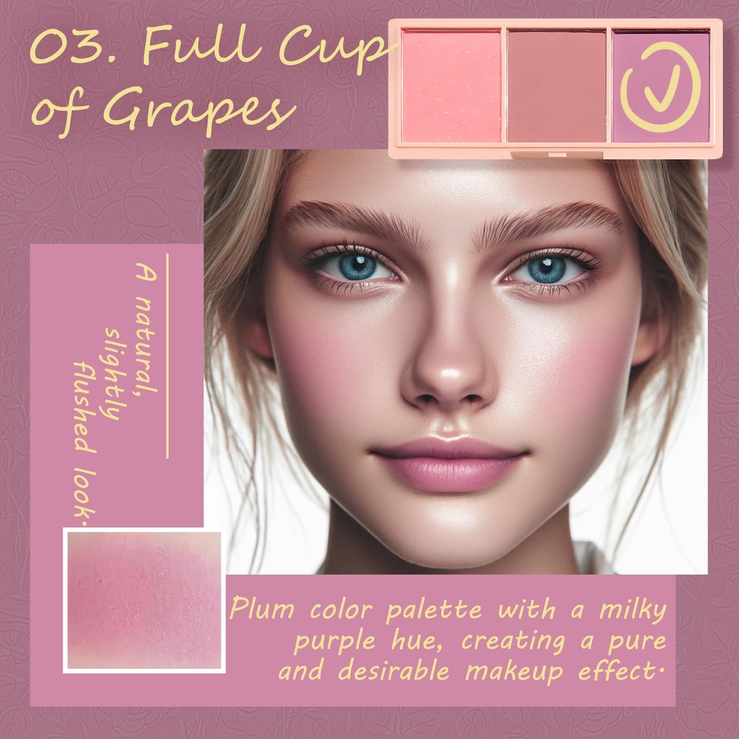 Kootinn imported three color face blusher set packaging with inclusion brush
