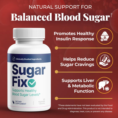SugarFix 60 herbal capsules showing premium USA imported product label
